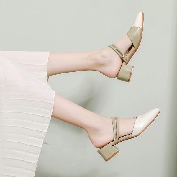 Thick heeled pointed half slippers high heels - Image 2