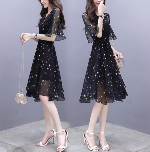 High-end private custom floral chiffon dress woman - Image 3