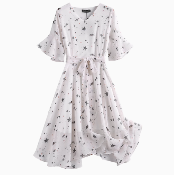 High-end private custom floral chiffon dress woman - Image 5