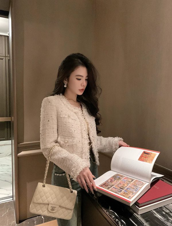 High-end private custom woollen short coat female spring and autumn new high-grade temperament all wear loose top - Image 3