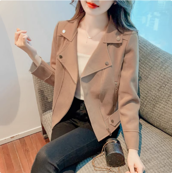 High-end private custom suede short coat female slim temperament all match jacket top - Image 3